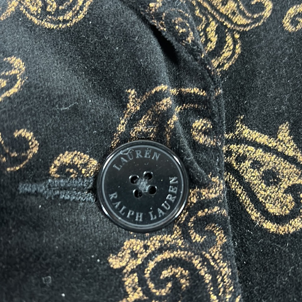 Lauren Ralph Lauren Black Velvet Gold Brocade Blazer - Picture 8 of 12
